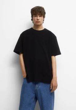 PULL & BEAR Short Sleeve With Label Detail - T-Shirt Basic - Black