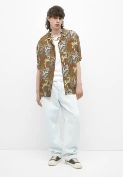 PULL & BEAR Short Sleeve Palm Tree- Overhemd - Dark Green -PULL BEAR Winkel cd4c024c79464feeb23385796b5c4f28