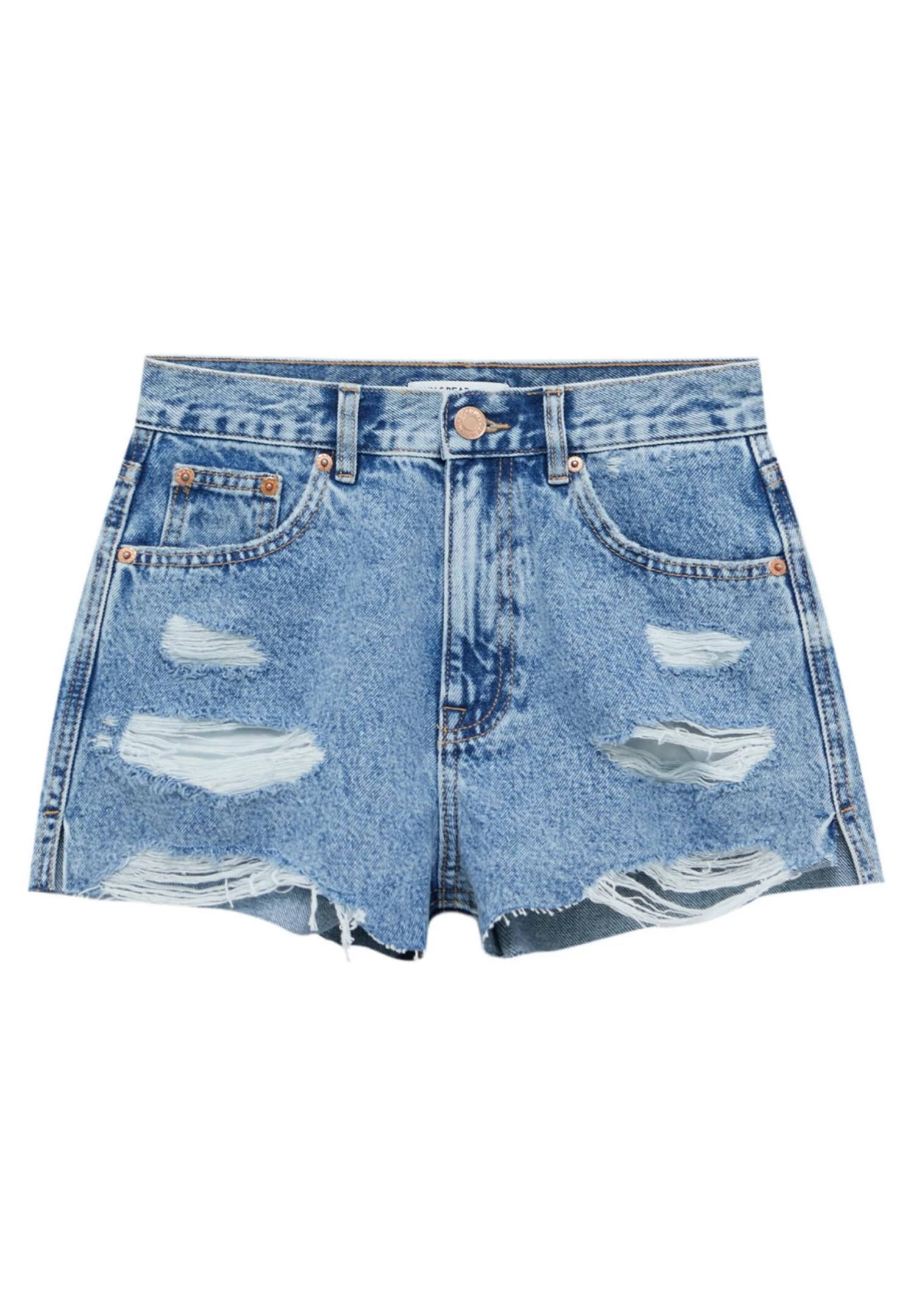 PULL & BEAR Ripped - Jeansshort - Dark Blue Denim 6 PULL & BEAR Ripped - Jeansshort - Dark Blue Denim - Afbeelding 6