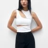 PULL & BEAR Cut-Out With Double Straps - Top - White
