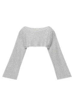 PULL & BEAR Cropped - Trui - Silver Coloured -PULL BEAR Winkel d110d7e67ade4398919c9548f473df7a