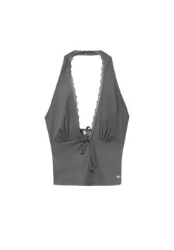 PULL & BEAR Halter Crop - Top - Grey -PULL BEAR Winkel d1273c5e31244096b6a3f1e3d131c1af