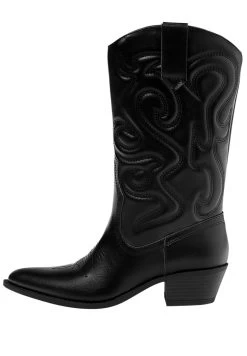 PULL BEAR Winkel 12 PULL & BEAR With Topstitching - Cowboy-/Bikerlaarsjes - Black