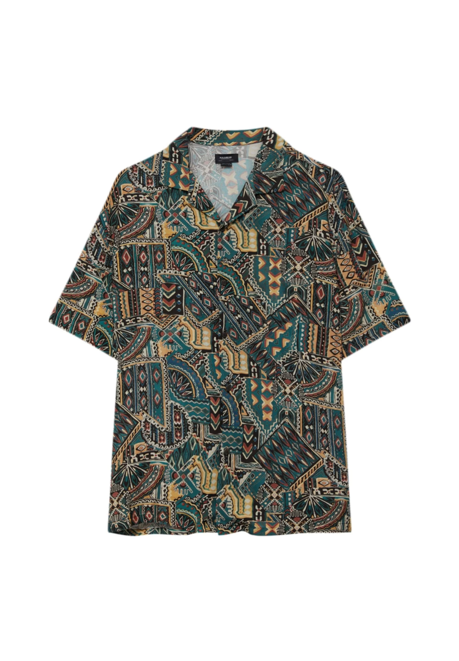 PULL & BEAR Print Short Sleeve- Overhemd - Dark Green 5 PULL & BEAR Print Short Sleeve- Overhemd - Dark Green - Afbeelding 5