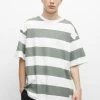 PULL & BEAR Striped Short Sleeve - T-Shirt Print - Green