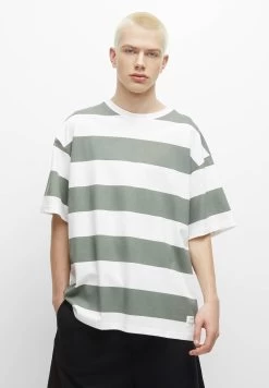 PULL & BEAR Striped Short Sleeve - T-Shirt Print - Green