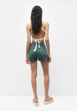 PULL & BEAR Paperbag - Jeansshort - Dark Green -PULL BEAR Winkel d556d76a00654a9da01fb3d17a7082e5