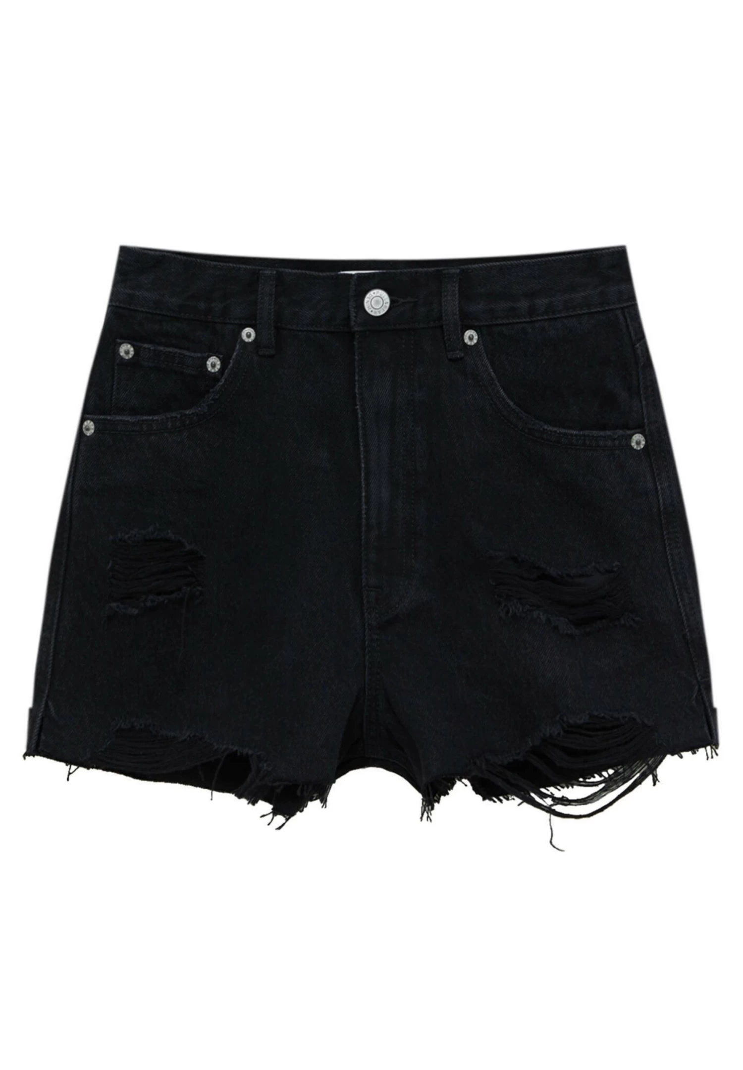 PULL & BEAR Ripped - Jeansshort - Mottled Black 6 PULL & BEAR Ripped - Jeansshort - Mottled Black - Afbeelding 6
