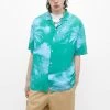 PULL & BEAR Short Sleeve Stwd Palm Tree - Overhemd - Turquoise