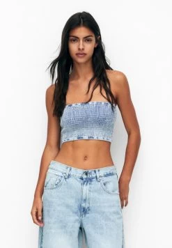 PULL & BEAR Bandeau - Top - Blue Denim