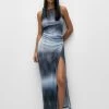 PULL & BEAR Long Tie-Dye- Maxi-Jurk - Light Blue
