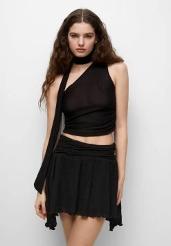 PULL & BEAR Asymmetric Mini- Minirok - Black