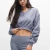 PULL & BEAR Washed Effect Cropped- Sweater - Blue Denim
