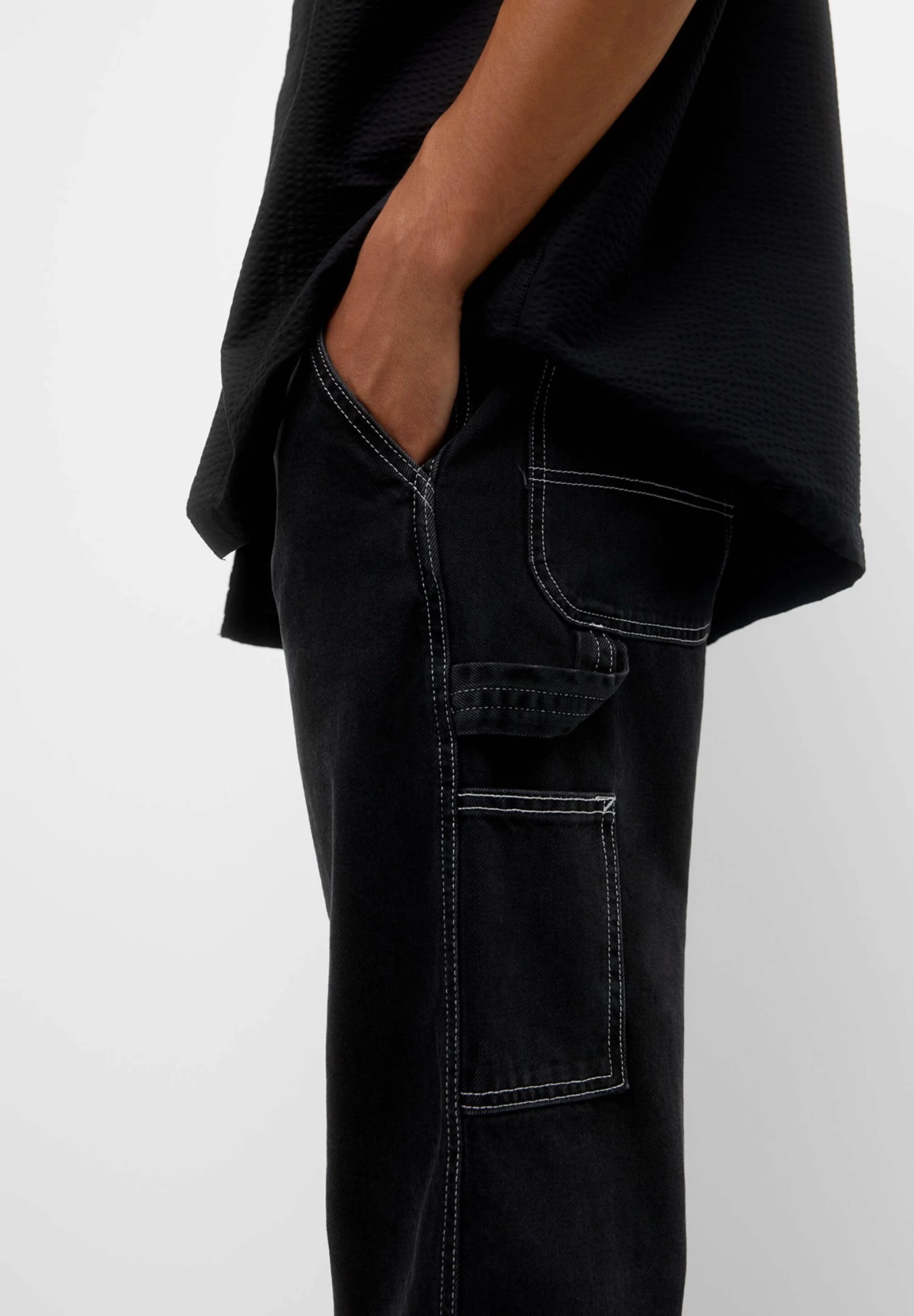 PULL & BEAR Carpenter - Straight Leg Jeans - Black 4 PULL & BEAR Carpenter - Straight Leg Jeans - Black - Afbeelding 4