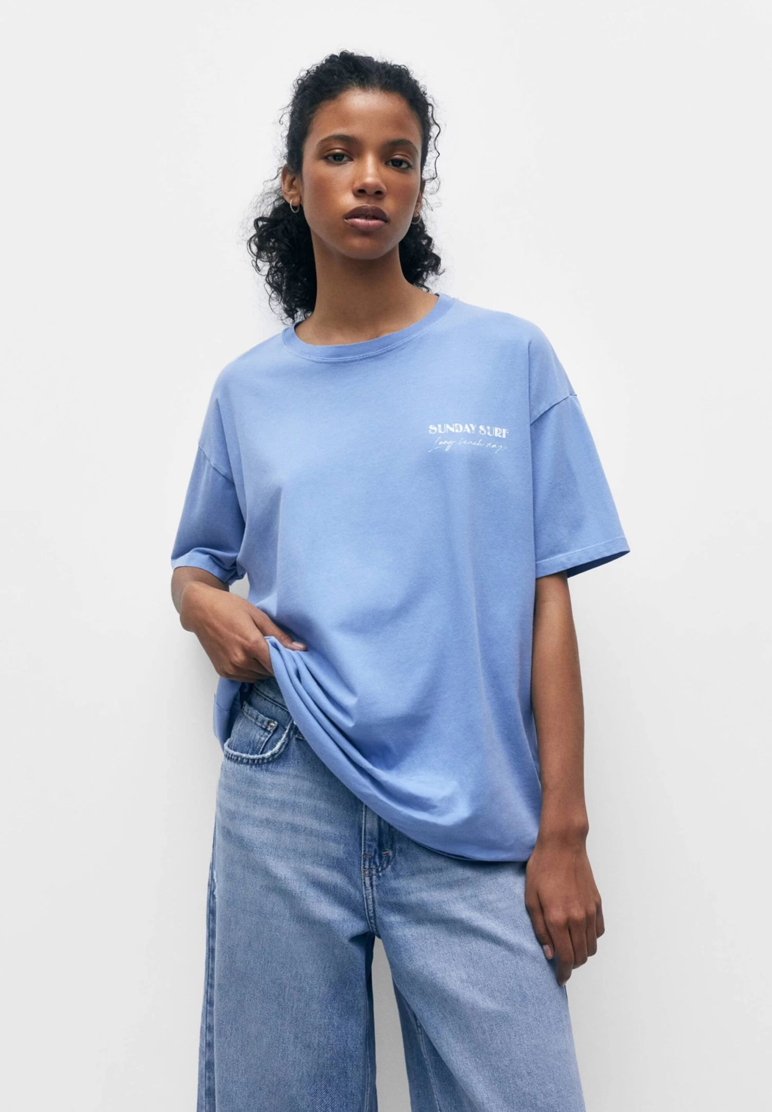 PULL & BEAR Short Sleeve- T-Shirt Print - Blue 3 PULL & BEAR Short Sleeve- T-Shirt Print - Blue - Afbeelding 3