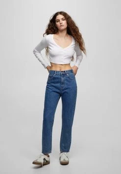 PULL & BEAR Mom Fit - Jeans Tapered Fit - Dark-Blue Denim -PULL BEAR Winkel e9d406ce31774a6d8581412e18ec7d9f