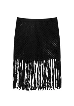 PULL & BEAR With Fringing - A-Lijn Rok - Black -PULL BEAR Winkel ea028840af814efd9caee66ded640e9a