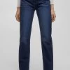 PULL & BEAR High Waist - Straight Leg Jeans - Metallic Blue