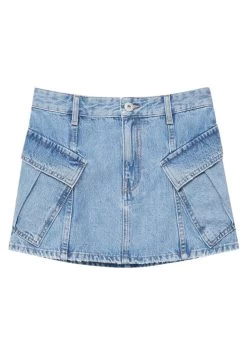 PULL & BEAR With Pockets - A-Lijn Rok - Stone Blue Denim -PULL BEAR Winkel eddaf7276cf743799f275fc2efc00ed7