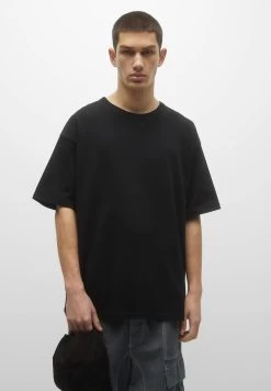 PULL & BEAR Heavy Weight - T-Shirt Basic - Mottled Black