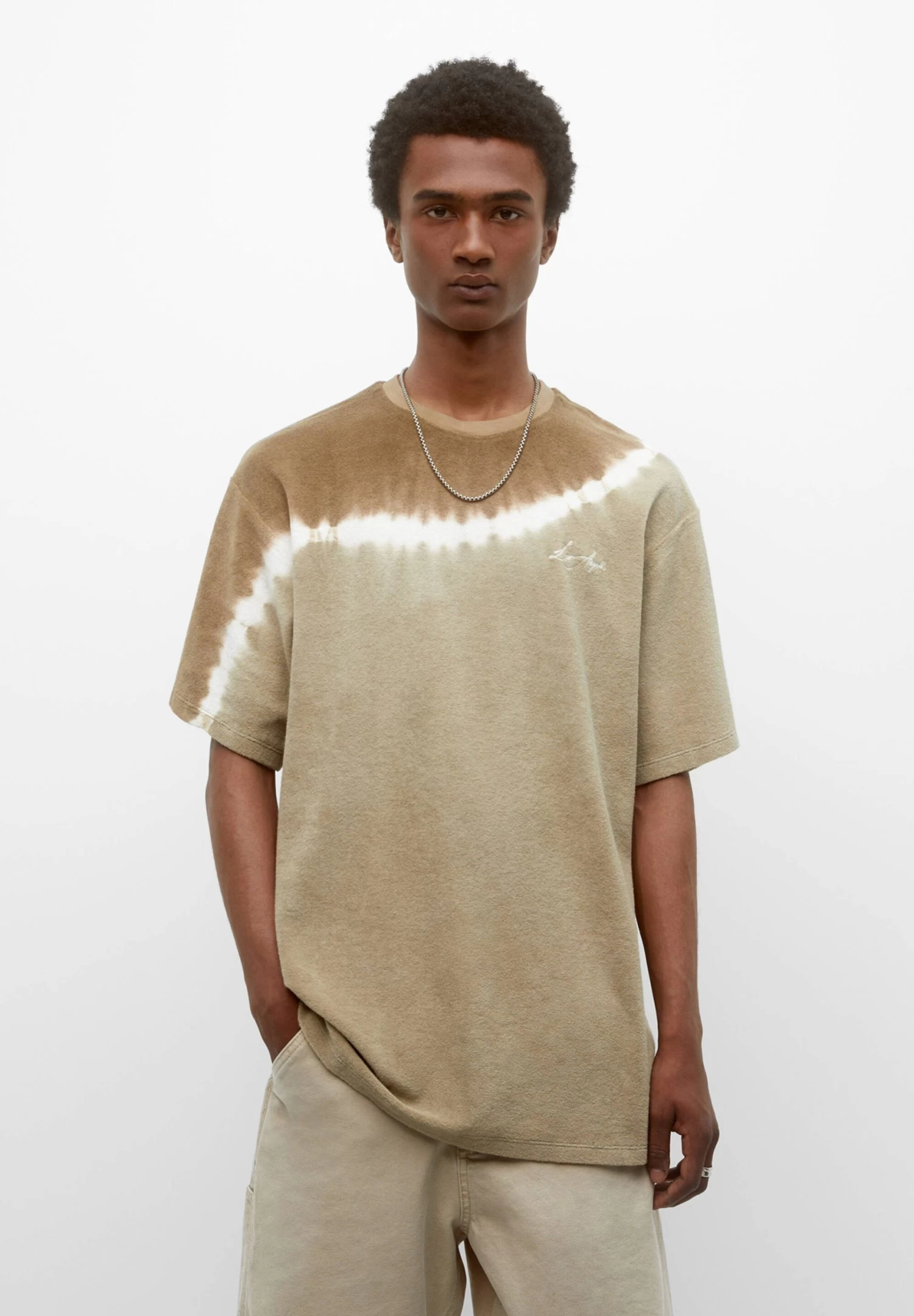 PULL & BEAR Short Sleeve Tie-Dye - T-Shirt Print - Brown 1 PULL & BEAR Short Sleeve Tie-Dye - T-Shirt Print - Brown