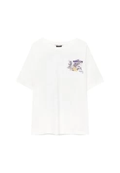 PULL & BEAR Cherry Tree Hokusai - T-Shirt Print - White