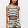 PULL & BEAR Striped- Shorts - Blue