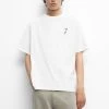 PULL & BEAR Short SleeveWith Embroidery - T-Shirt Basic - White