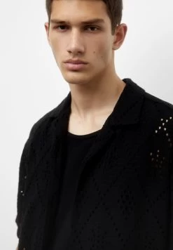 PULL & BEAR Short Sleeve Black Openwork- Overhemd - Black -PULL BEAR Winkel f4d0f06102f145ffaef0b98208e0ebd0