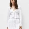PULL & BEAR With Shirring And Ruffles - A-Lijn Rok - White