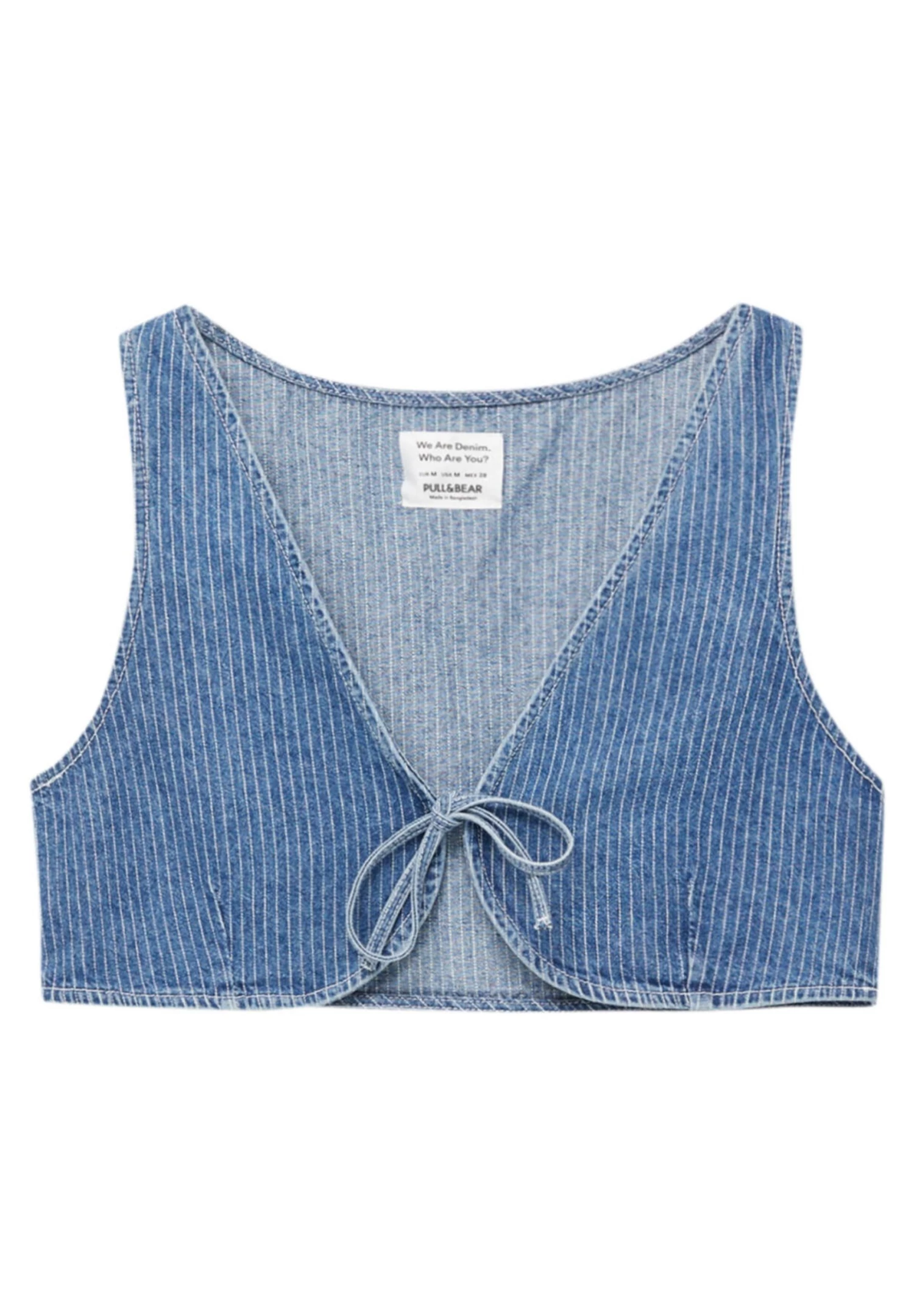 PULL & BEAR Cropped Striped - Bodywarmer - Blue Denim 7 PULL & BEAR Cropped Striped - Bodywarmer - Blue Denim - Afbeelding 7