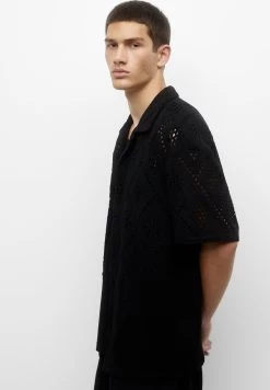 PULL & BEAR Short Sleeve Black Openwork- Overhemd - Black -PULL BEAR Winkel f6a4b03853304510a19de65dd4bde0f2