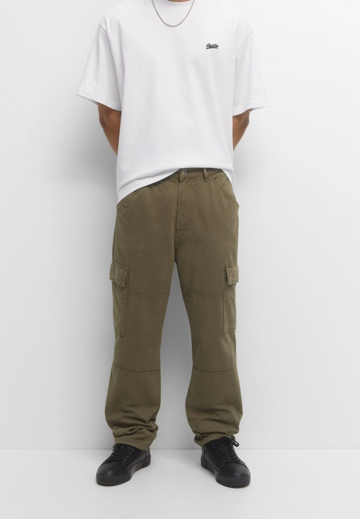 PULL & BEAR Wide-Leg - Cargobroek - Dark Green 1 PULL & BEAR Wide-Leg - Cargobroek - Dark Green