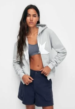 PULL & BEAR Patchwork Star- Sweater Met Rits - Light Grey