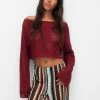 PULL & BEAR With Vertical Stripes - Trui - Dark Red