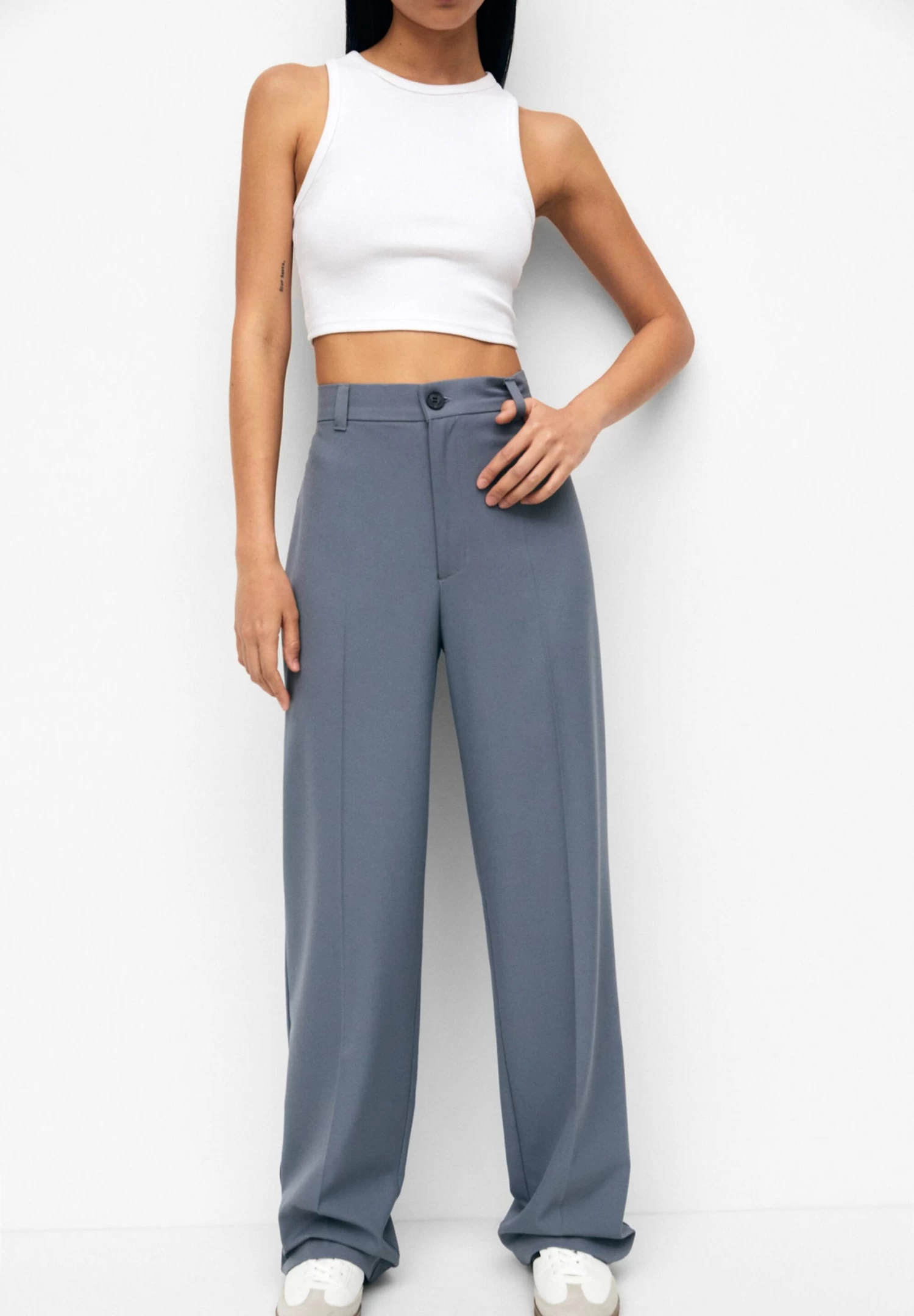 PULL & BEAR Formal- Broek - Blue Grey 1 PULL & BEAR Formal- Broek - Blue Grey